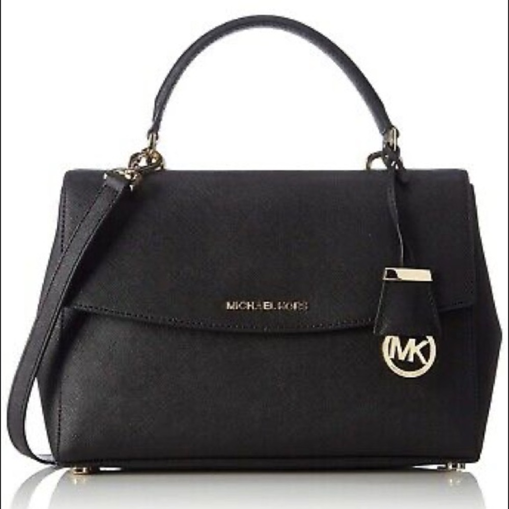 Michael Kors Ava Small Leather Satchel in Black